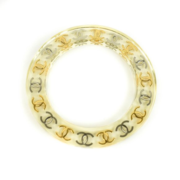CHANEL Jewelry - CHANEL: Gold/Silver "CC" Logos Bangle Bracelet (ns)